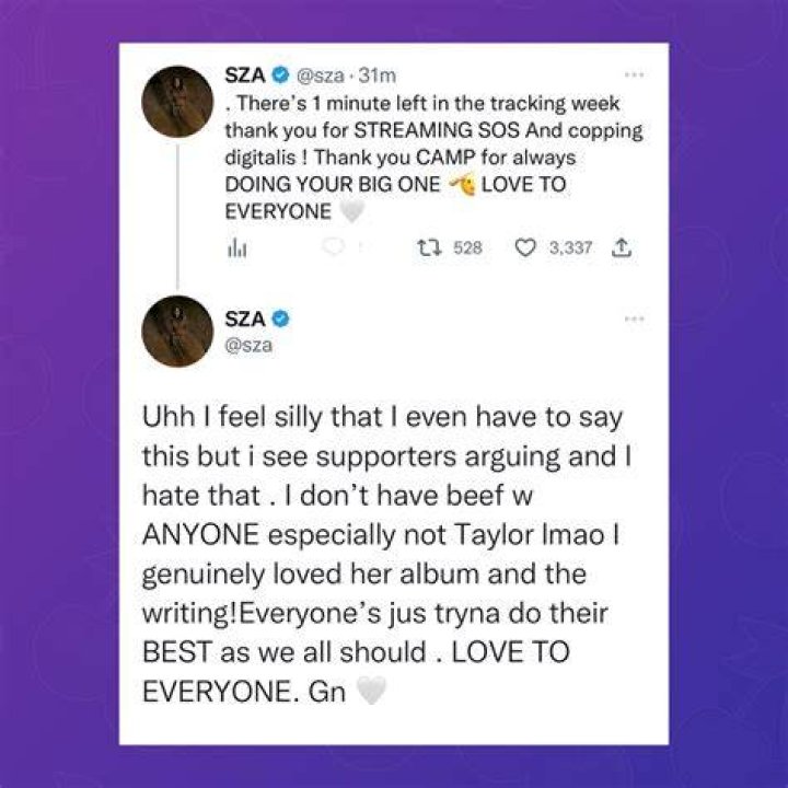 
SZA Squashes Rumored ‘Beef’ with Taylor Swift and Says She ‘Genuinely Loved’ Her ‘Midnights’ Album 