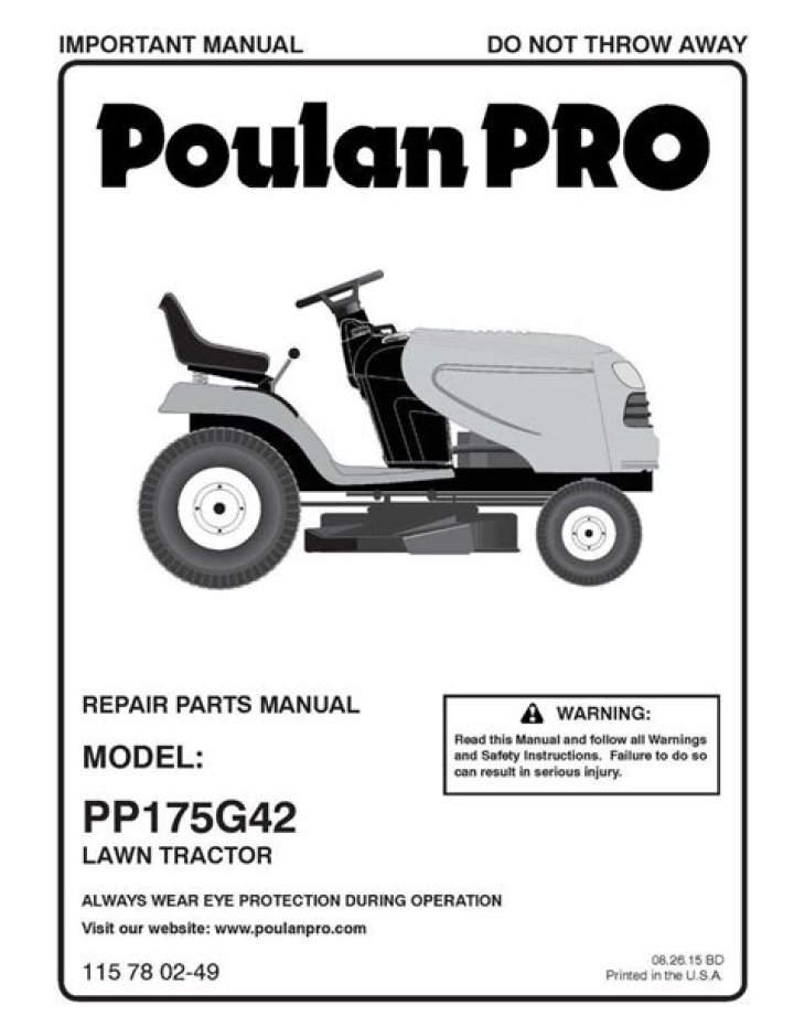 Where is model number on poulan pro riding mower